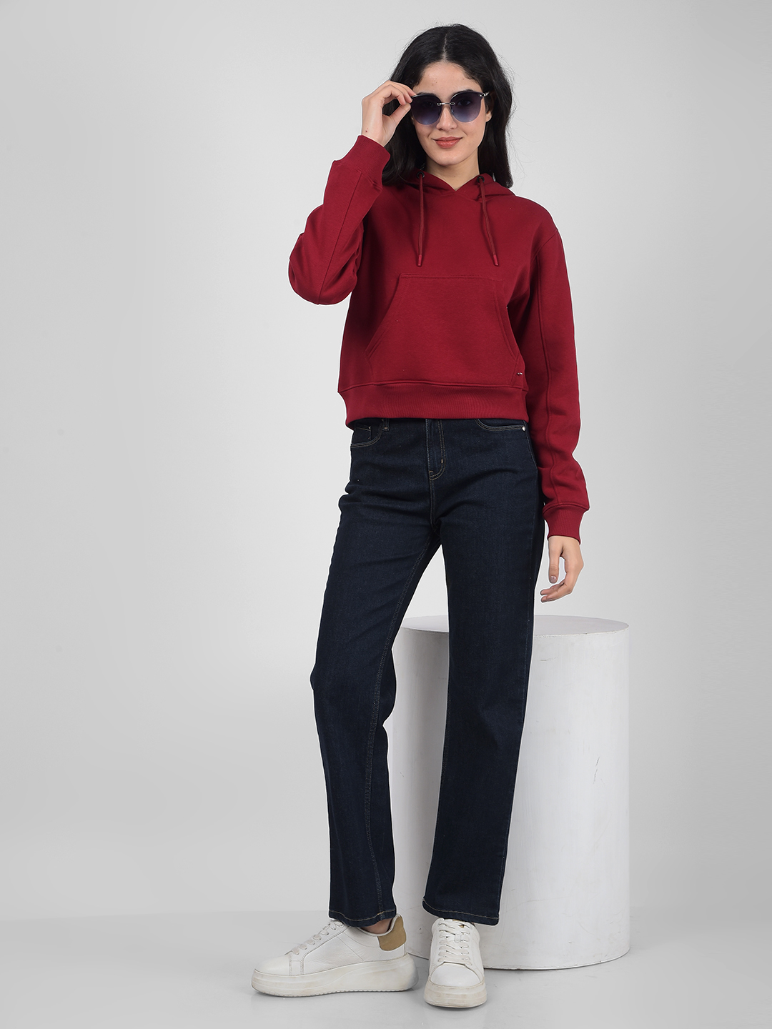 Numero Uno Women Solid Maroon Sweat Shirt